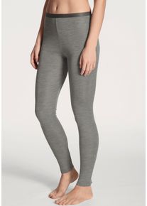Calida Damen Leggings "True Confidence", Gr. M, grau, Feinripp, Obermaterial: 70% Wolle, 30% Seide, unifarben, casual, Hosen, mit Mix aus Schurwolle