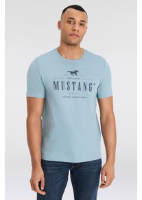 Mustang Herren T-Shirt "MU Style Alex C Print", blau, casual, Gr. XXL, bedruckt, Jersey, Obermaterial: 100% Baumwolle, Shirts, aus Baumwolle