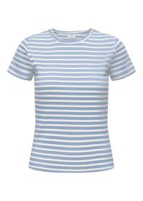 Jacqueline de Yong JDY Damen Rundhalsshirt "JDYSOLAR S/S O NECK TOP JRS NOOS", blau, modisch, Gr. L, gestreift, Single Jersey, Obermaterial: 95% Baumwolle, 5% Elasthan,