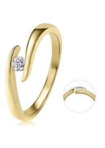 ONE ELEMENT Damen Diamantring "0,10 ct Diamant Brillant Spannfassung Ring aus 585 Gelbgold", 60, Gelbgold 585-Diamanten, gold, Gelbgold 585,