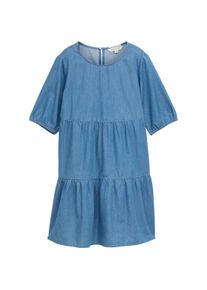 Tom Tailor Mädchen A-Linien-Kleid, blau, casual, Gr. 152, unifarben, Denim/Jeans, Obermaterial: 100% Baumwolle, Kleider, mit horizontalen Nähten