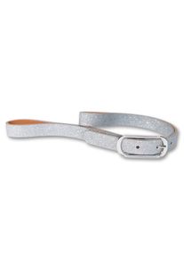 Silbergift Damen Ledergürtel, silber, modisch,feminin,elegant,festlich, Gr. 75, Glitzer, unifarben, Rindsleder, Gürtel, mit Glitzeroberfläche