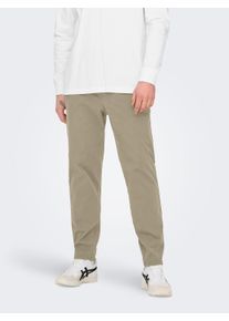 Only & Sons ONLY & SONS Herren Chinohose "ONSLINUS TAPER 0183 PANT NOOS", beige, Basic, Gr. M, unifarben, Web, Obermaterial: 93% Baumwolle, 7% Elasthan, Hosen