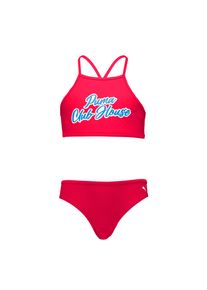 Puma Kinder Bandeau-Bikini, rosa, casual, Gr. 116, Obermaterial: 80% Polyamid, 20% Elasthan, Bikini-Sets, mit Hingucker-Slogan