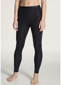 Calida Damen Leggings "True Confidence", Gr. M, schwarz, Feinripp, Obermaterial: 70% Wolle, 30% Seide, unifarben, casual, Hosen, mit Mix aus