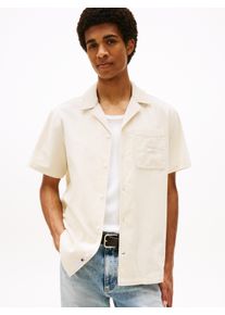 Tommy Jeans Herren Kurzarmhemd "TJM CORD REG CAMP SHIRT", beige, casual, Gr. M, unifarben, Web, Obermaterial: 100% Baumwolle, Hemden, Mit