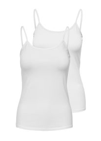 Only Damen Spaghettitop "ONLLOVE SINGLET 2PACK JRS NOOS"weiß pack:weiß, weiß, modisch, Gr. S, unifarben, Jersey, Obermaterial: 95% Baumwolle, 5%