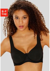 Nuance Damen T-Shirt-BH, Gr. 100, schwarz, Jersey, Obermaterial: 85% Baumwolle, 10% Polyamid, 5% Elasthan, klassisch, BHs, mit Bügel und breiteren