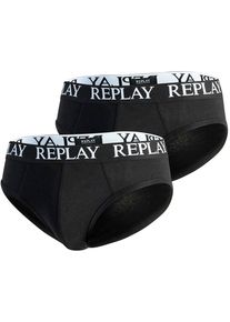 Replay Herren Slip "SLIP Basic Cuff Logo 2pcs Bo", Gr. L, schwarz, Jersey, Obermaterial: 95% Baumwolle, 5% Elasthan, unifarben, Unterhosen