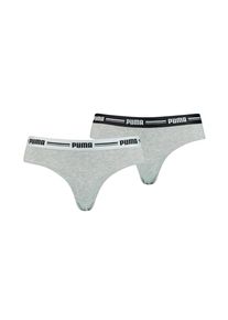 Puma Damen Brasilslip "Puma WOMEN BRAZILIAN 2P PACK", Gr. M, grau, Single Jersey, Obermaterial: 57% Baumwolle, 38% Modal, 5% Elasthan, Unterhosen,