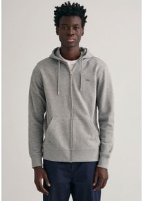 Gant Herren Kapuzensweatjacke "REG SHIELD FULL ZIP HOODIE", grau, casual, Gr. M, Sweatware, Obermaterial: 87% Baumwolle, 13% Polyester, Sweatjacken,
