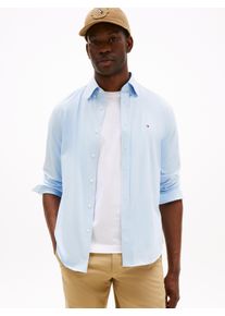 Tommy Hilfiger Herren Langarmhemd "PERFORMANCE KNIT SOLID LS SHIRT", blau, casual, Gr. S, Web, Obermaterial: 70% Baumwolle, 30% Polyester, Hemden