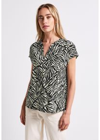 Street One Damen Shirtbluse, blau, casual, Gr. 44, bedruckt, Stoff, 100% Viskose, Blusen, mit allover Print