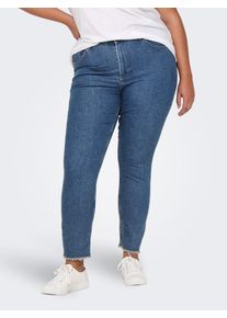 Only CARMAKOMA Damen Skinny-fit-Jeans "CARHUSH MID SKINNY AK RW DNM AKM186", blau, modisch, Gr. 42, unifarben, Denim/Jeans, Obermaterial: 78%