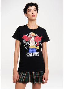 logoshirt Damen T-Shirt "One Piece - Luffy New World", schwarz, casual, Gr. XXL, bedruckt, 100% Baumwolle, Shirts, mit lizenziertem Print