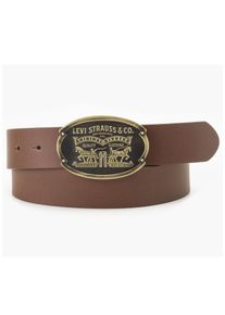 Levi's LEVI'S Damen Ledergürtel "Billy Plaque Belt", braun, casual, Gr. 80, Rindsleder, Gürtel, mit markanter Koppelschließe