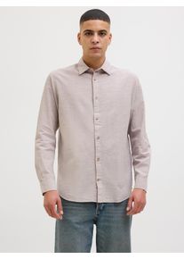 Jack & Jones JACK & JONES Herren Langarmhemd "JJESUMMER SHIRT LS SN", beige, modisch, Gr. XL, unifarben, Web, Obermaterial: 83% Baumwolle, 17% Leinen, Hemden, mit