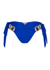 MODA MINX Damen Bikini-Hose "Boujee", blau, Gr. XL, unifarben, 82% Polyamid, 18% Elasthan, Badehosen, mit seitlicher Bindung und tollem Steinbesatz