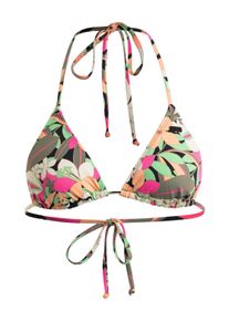 Roxy Damen Triangel-Bikini-Top "Printed Beach Classics"anthrazit palm song s, Gr. S, 87% Nylon, 13% Elasthan, Bikini-Oberteile