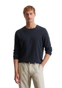 Marc O'Polo MARC O'POLO Herren Rundhalspullover "mit feiner Piqué-Struktur", blau, casual, Gr. S, unifarben, Obermaterial: 100% Baumwolle, Pullover