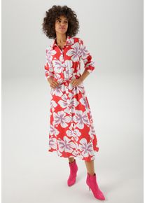 Aniston CASUAL Damen Maxikleidrot, weiß, lavendel, modisch, Gr. 46, geblümt, bedruckt, Web, Obermaterial: 100% Viskose, Kleider, mit großflächigen,