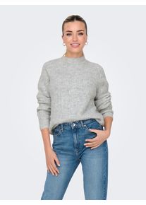 Only Damen Rundhalspullover "ONLMAGGIE LIFE LS RIB ONECK CC KNT", grau, modisch, Gr. S, unifarben, Strick, Rippstrick, Obermaterial: 70% Polyester,