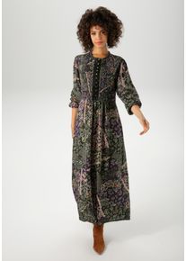 Aniston CASUAL Damen Maxikleiddunkelgrün, lila, vanille, gelb, hellgrün, grün, fuchsia, flieder, blau, feminin, Gr. 38, geblümt, bedruckt, Web,