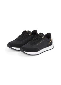 Tommy Hilfiger Damen Plateausneaker "ESSENTIAL RUNNER", Gr. 35, schwarz, Textil, Leder, Lederimitat, sportlich, Schuhe, Freizeitschuh, Halbschuh,