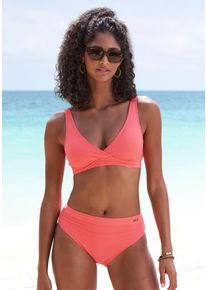 Lascana Damen Highwaist-Bikini-Hose "Lolo", orange, Gr. 34, unifarben, Recycling-Polyamid, Badehosen, mit angesetztem Bündchen