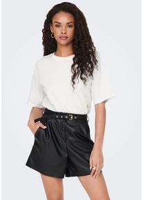 Only Damen Shorts "ONLHEIDI FAUX LEATHER SHORTS CC OTW", schwarz, modisch, Gr. S, unifarben, Web, Obermaterial: 100% Polyester. Beschichtung: 100%