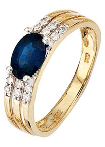 Jobo Damen Diamantring, 50, P1 = bei 10-facher Vergrößerung erkennbare Einschlüsse, Gelbgold 585-Diamanten, gelb, Gelbgold 585, Diamanten,