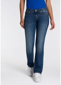 HUGO BLUE Damen Bootcut-Jeans "Gamera"medium blau 425, casual, Gr. 28, unifarben, Destroyed-Effekte, Denim/Jeans, Obermaterial: 99% Baumwolle, 1%
