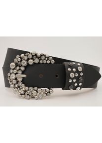AnnaMatoni Damen Ledergürtel, schwarz, casual, Gr. 100, Rindsleder, Gürtel, mit hochwertigen Strasssteinen an der Schließe