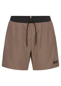 BOSS Herren Badeshorts "Starfish"medunkelbraun, sportlich, Gr. S, Microfaser, Obermaterial: 100% Polyester, Badehosen, mit Kontraststreifen