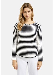 Smith & Soul SMITH & SOUL Damen Rundhalsshirt, blau, casual, Gr. XXL, gestreift, Material: 100% Baumwolle, Shirts, mit offenen Kanten