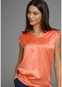 HECHTER PARIS Damen Shirtbluse, orange, feminin, Gr. 40, clean, Satin, Obermaterial: 100% Polyester. Rückenteil: 95% Viskose, 5% Elasthan, Blusen,