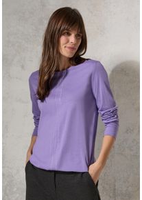 Cecil Damen Langarmshirt, lila, casual, Gr. XXL, unifarben, Stoff, Web, 50% Modal, 50% Baumwolle, Shirts, Rundhalsausschnitt