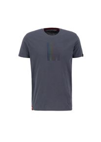 Herren T-Shirt "Alpha Industries Men - T-Shirts Rainbow Reflective Label T-Shirt", grau, Gr. S, Alpha Industries, Obermaterial: 100% Baumwolle, Shirts