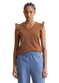 Marc O'Polo Damen T-Shirt "aus Material-Mix"melted chocolate, Gr. XL, MARC O'POLO DENIM, unifarben, Obermaterial: 100% Baumwolle, Shirts