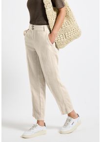 Street One Damen Chinohosemoonstone sand, casual, Gr. 44, unifarben, Web, Obermaterial: 100% Leinen, Hosen, mit Taschen