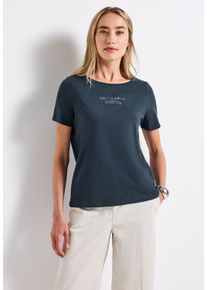 Street One Damen T-Shirt, blau, casual, Gr. 34, bedruckt, Web, 100% Baumwolle, Shirts, aus reiner Baumwolle