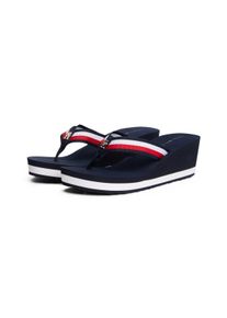 Tommy Hilfiger Damen Dianette "TH CORPORATE WEDGE BEACH SANDAL", Gr. 41, bunt, Textil, modisch, Schuhe, Keilabsatz, Sommerschuh, Zehentrenner mit