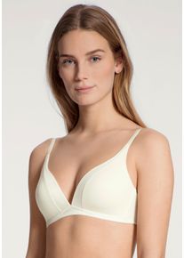 Calida Damen Schalen-BH "Cate", Gr. 70, beige, Single Jersey, Obermaterial: 85% Baumwolle, 15% Elasthan, unifarben, casual, BHs, mit Satinblende
