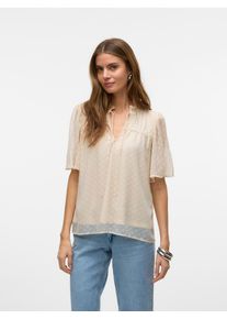 Véro Moda VERO MODA Damen Spitzenbluse "VMLEAH SS LACE TOP WVN GA NOOS", grau, modisch, Gr. XS, unifarben, Web, Obermaterial: 100% Polyester, Blusen