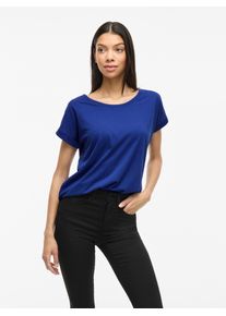 Vila Damen Rundhalsshirt "VIDREAMERS NEW PURE T-SHIRT/SU-NOOS", blau, casual, Gr. S, unifarben, Jersey, Obermaterial: 50% Baumwolle, 50% Polyester,