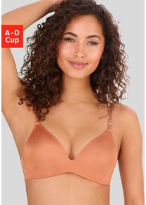 Lascana Damen Push-up-BH, Gr. 70, braun, Microtouch, Spitze, Obermaterial: 60% Polyamid, 35% Polyester, 5% Elasthan, feminin, BHs, ohne Bügel mit