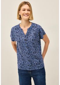 Cecil Damen Blusenshirturban navy blau, casual, Gr. XXL, bedruckt, Web, 50% Baumwolle, 50% Modal, Shirts, im Shirt-Style