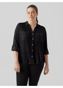 Vero Moda CURVE Damen Hemdbluse "VMBUMPY L/S SHIRT NEW CURVE GA NOOS", schwarz, modisch, Gr. 44, unifarben, Web, Obermaterial: 100% Viskose, Blusen