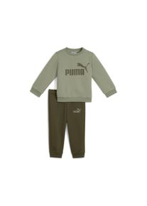 Puma Kinder Trainingsanzug "MINICATS ESS CREW SET FL INF"lux army, sportlich, Gr. 104, unifarben, Fleece, Obermaterial: 68% Baumwolle, 32% Polyester,