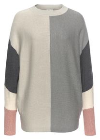 Boysen's BOYSEN'S Damen Rundhalspullover, grau, casual, Gr. 48, colorblocking, Strick, Obermaterial: 50% Baumwolle, 50% Polyacryl, Pullover, mit modischem
